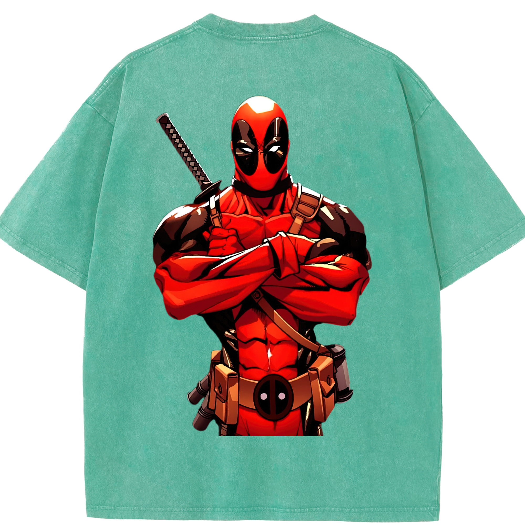 （画像用） Deadpool デッドプール 綿100% ヴィンテージ風 半袖Tシャツ（背面プリント）